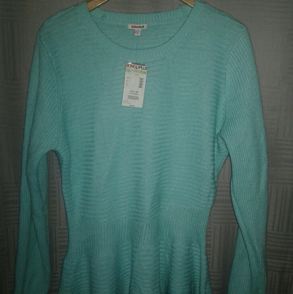 Bongo Teal Knitted Peplum Sweater